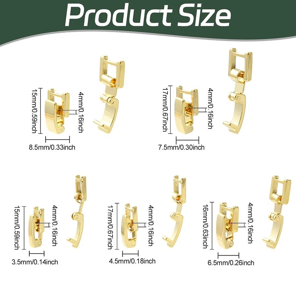 10x Fold Over Jewelry Clasps Brass Watch Band Clasps Jewelry Extender Gold Clasp - Image 2 of 4