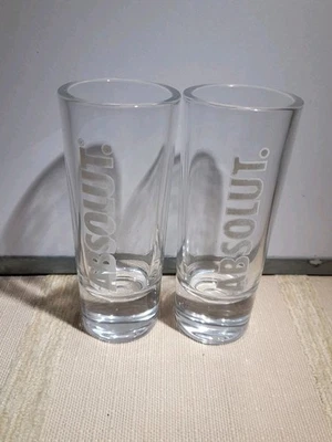 2 X Absolut Vodka Printed Shot Glass 10cm Tall Free P&P - Image 1 of 2