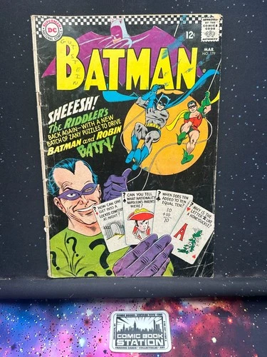 Batman #179 Raw GD/VD 2nd App Riddler 1st Print Robin Vintage DC Comic '66
