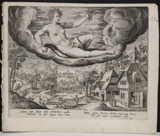 "AURORA" 1597 ADRIAEN COLLAERT UNUSUAL ANTIQUE ORIGINAL COPPER ENGRAVED PRINT