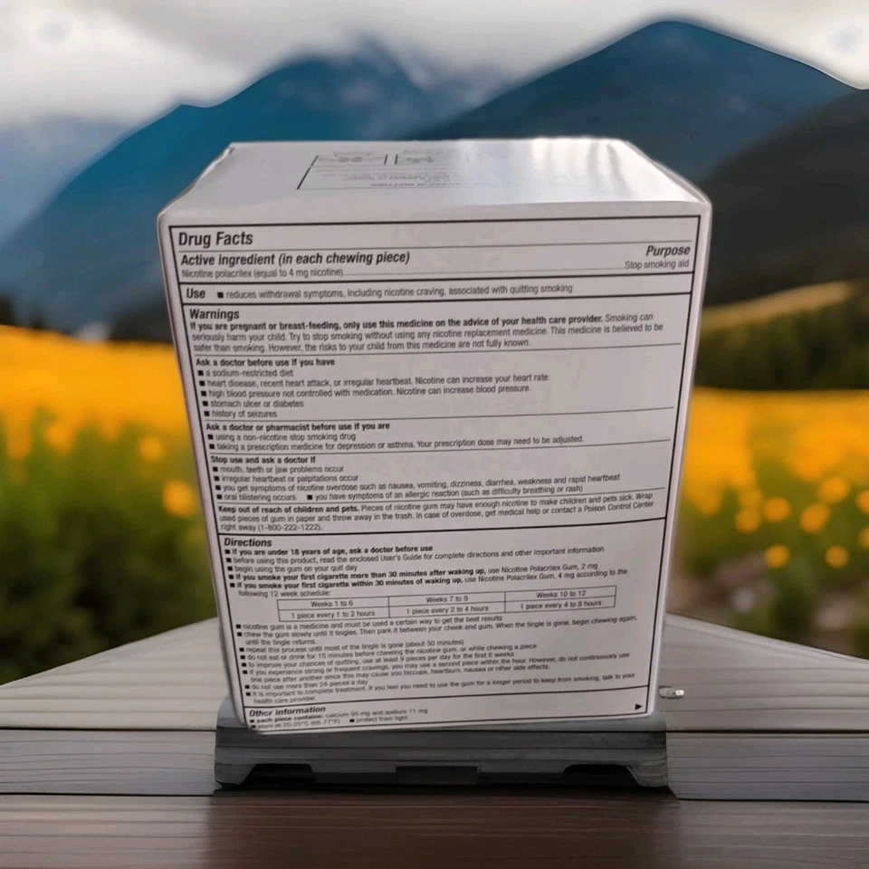 Goma Polacrilex de nicotina recubierta Equate 4 mg sabor canela 200 piezas 04/2027 Foto 2 de 4