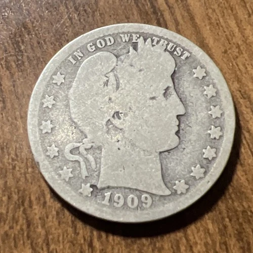 1909D Barber Liberty Head quarter 90% silver Actual coin Fill Your Collection Up