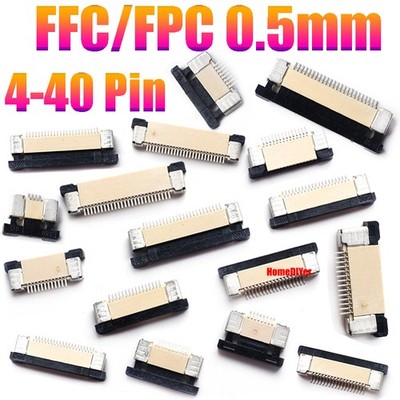 FFC/FPC Steckverbinder 0,5mm Flachbandkabel Raster Konnektor 4-40 Pin Verbinder