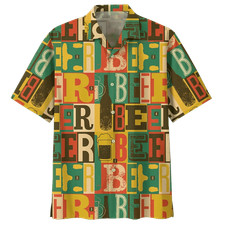 Beer Hawaiian Shirt Beer Words Vintage Yellow Green Aloha Shirt Beer Hawaii