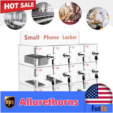 12 Grids Modern Clear Acrylic Cell Phone Locker Cellphone Storage Organizer Box