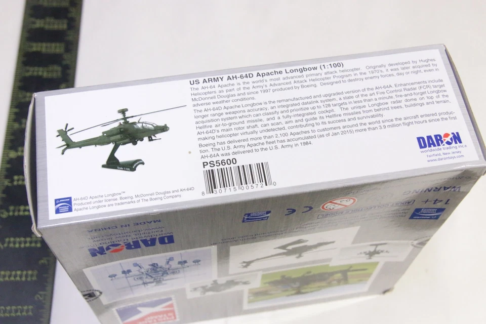AH-64D apache Longbow 1:100 by Daron Stamp PS5600 Diescast NEW Old Stock - Image 2 of 3