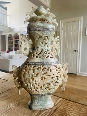 古董原始中国风石制花瓶| eBay