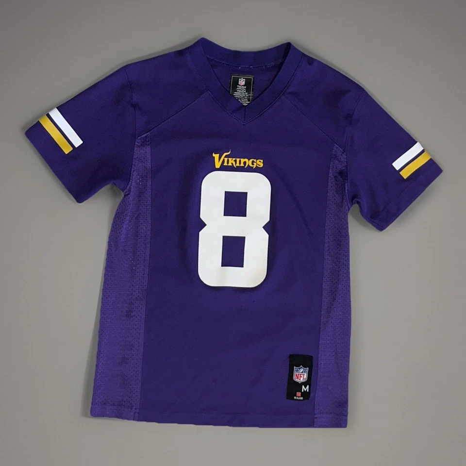 Camiseta deportiva juvenil mediana 10/12 púrpura de los Minnesota Vikings Kirk Cousins #8 NFL usada en excelente estado Foto 4 de 4
