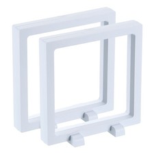 2 Pcs 3D Floating Display Case, 5.5 x 5.5 x 0.8 Inch White
