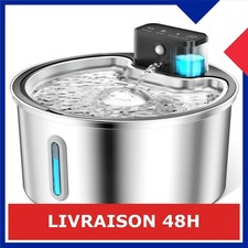 PawPoll Fontaine à Eau Chat 3,2L Inox Sans Fil avec Détecteur de Mouvement