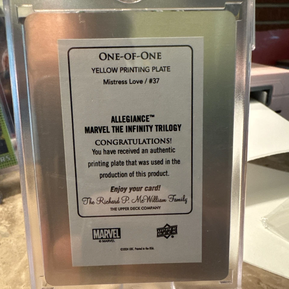 2024 Upper Deck Marvel Infinity Trilogy Mistress Love Yellow Printing Plate - Image 3 of 4