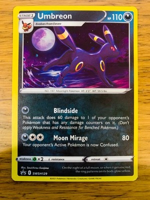 NM! Umbreon SWSH129 Schwert & Schild Holo Black Star Promo Pokemon Karte!