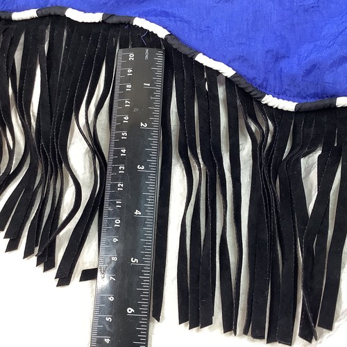 Giacca Duck-Down-Filled Puffer Jacket Womens L Vtg Colorblock 6" Black Fringe - Picture 16 of 24