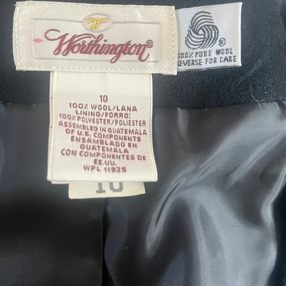 Worthington 100% Wool Sleeveless Dress 10 Black Double Breasted Career Sheath  - Image 4 of 4