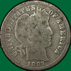 1897-S Barber Dime Good G Coin, Rim Nick #38124