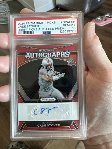 2024 PANINI PRIZM DRAFT PICKS CADE STOVER DRAFT PICKS AUTO-RED PRIZM PSA 10