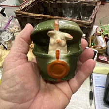 RARE ANTIQUE GERMAN PIG FAIRING PIG IN A TRINKET BOX