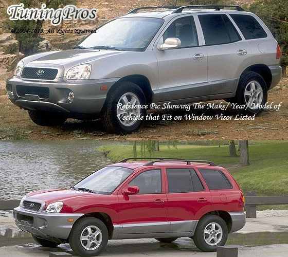 For Hyundai Santa Fe 2001-2006 Smoke Window Rain Guards Visor Deflector 4pcs Set - Image 4 of 4