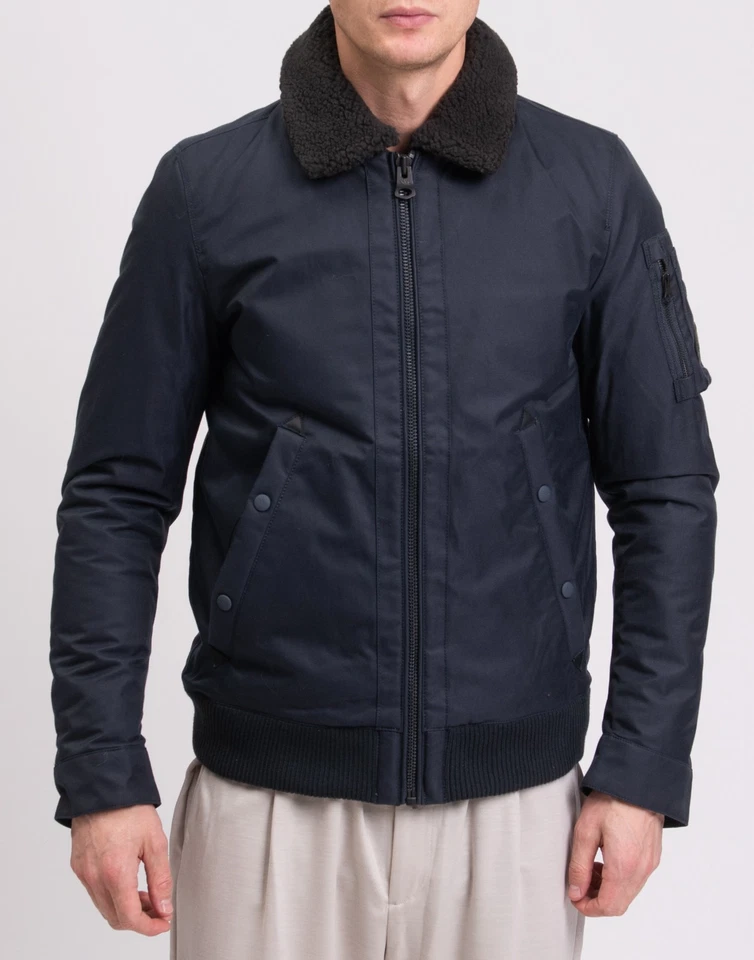 RRP€449 SPIEWAK Jacket Size M Blue Full Zip Faux Fur Collar - Image 3 of 4