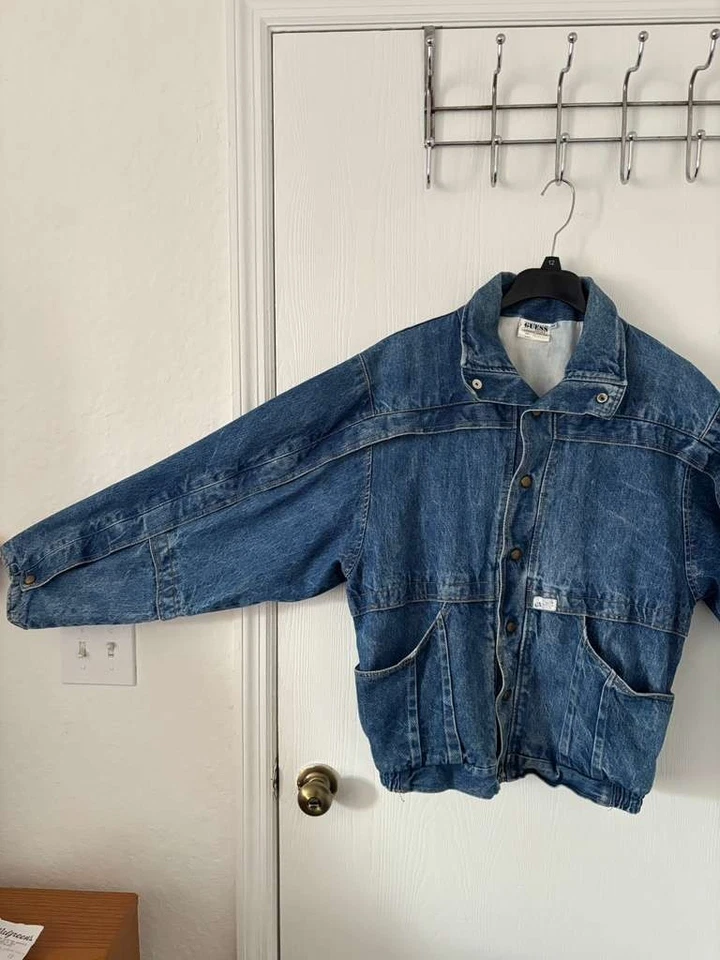 90s Trucker Heavy GUESS Denim Jacket Size M Men's Vintage - Image 2 of 4