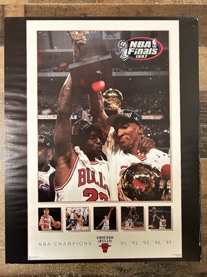 Vintage 1997 NBA Finals Chicago Bulls Champions Poster Michael