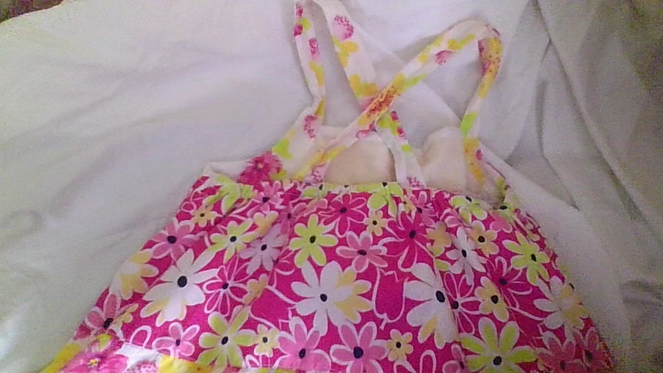 Hermoso Vestido Solero Penelope Mack Niñas Talla 6X Floral Ojales Correas Entrecruzadas Foto 4 de 4