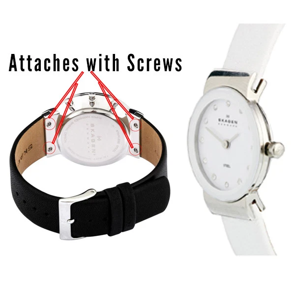 Genuine Leather Skagen Watch Strap Band, Screw Fit 12-30mm White Black Brown Tan - Image 2 of 4