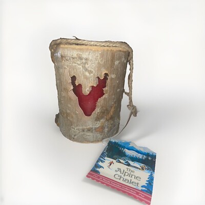 NWT - ALPINE CHALET World Traveler Wood Decor Lamp w/ Candle Cozy Winter Getaway