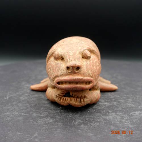 Pre-Columbian Authentic Artifact Ceramic Pottery Bi-chrome Crayfish Whistle - Picture 2 of 12