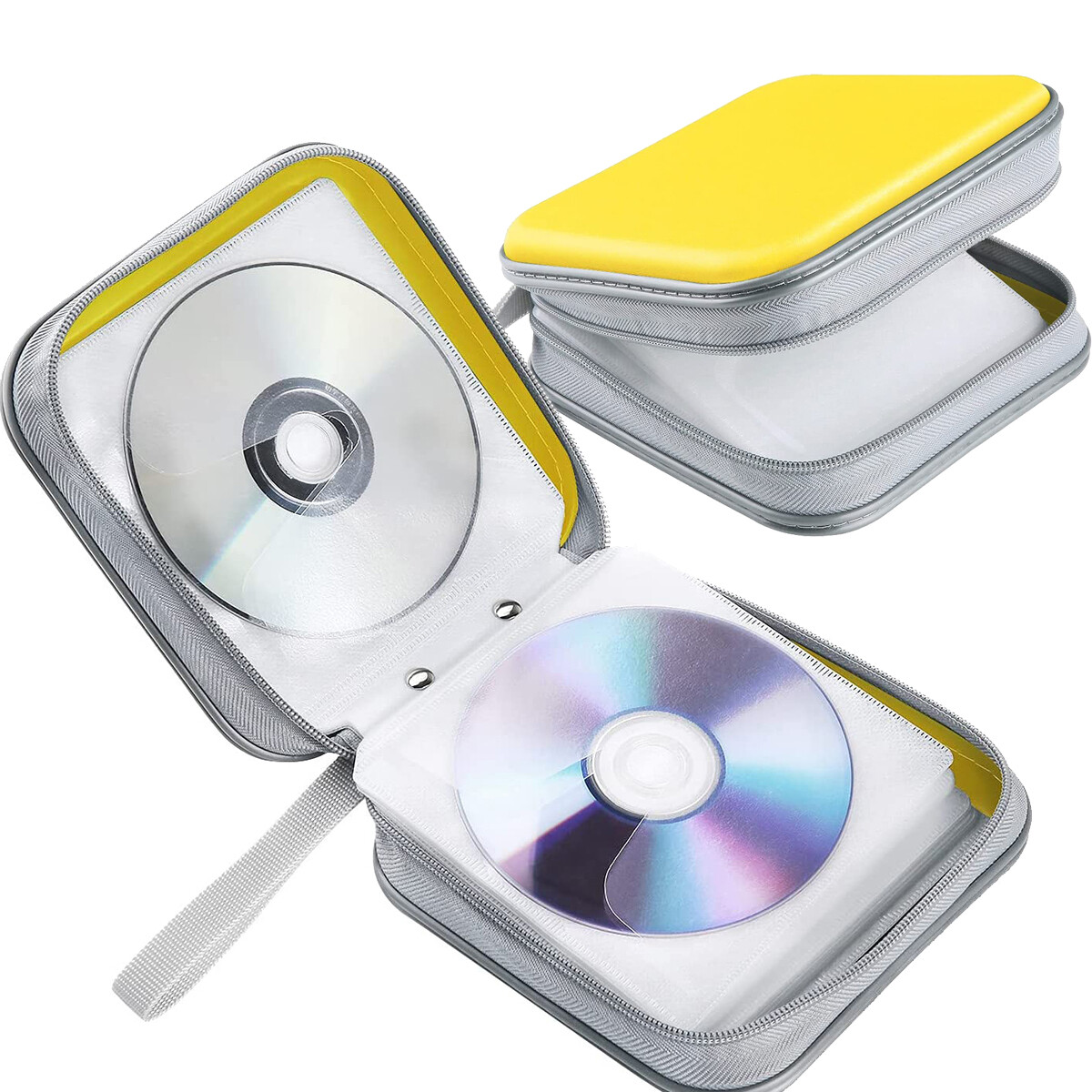 CDケース 34 Capacity Hard Plastic DVD Case Portable Zipper CD Case