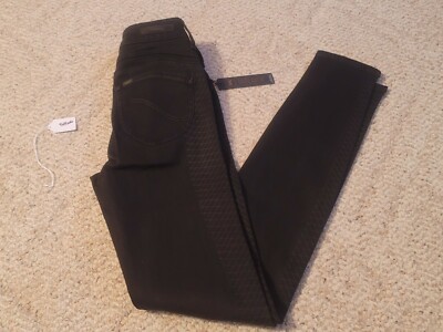 Lee Body Optix Jeans High Rise Scarlett Skinny 26 Black LA Scrape Desgn NWT 5267