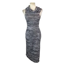 Wet Seal Womana Knit Sleeveless Sweater Dress Size M Cowl Neck Black Gray White 