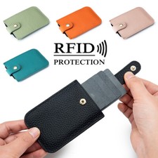 Women RFID-Blocking Credit Card Holder Leather Slim Card Wallet Card Slot Case
