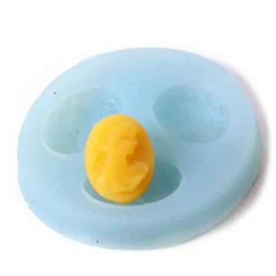 Ovalado Camafeo Silicona Fondant Glaseado Chocolate Molde - 3 Cavidad - Imagen 1 de 3