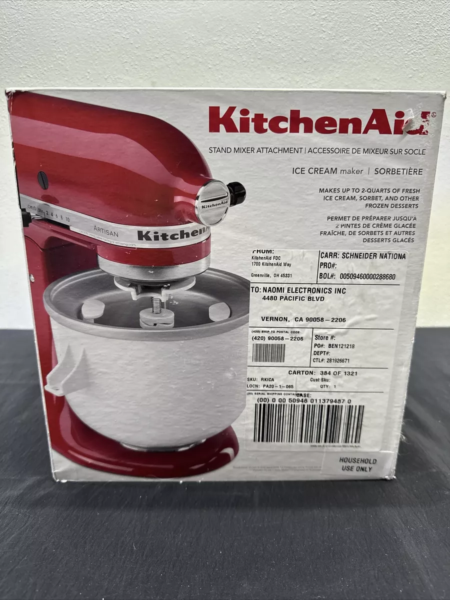 Kitchenaid KAICA Ice Cream frz yogurt sorbet Maker Stand Mixer Attachment  844819011433