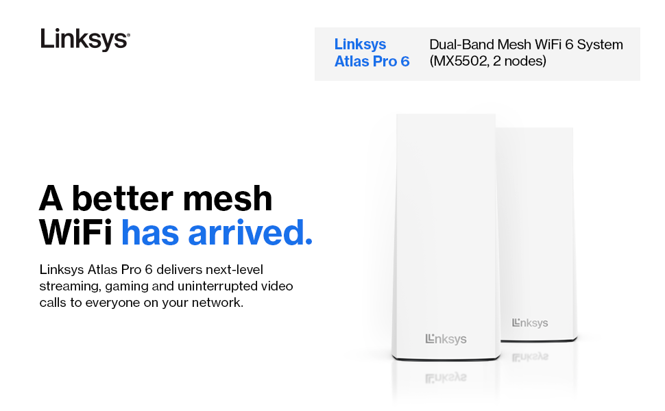 Linksys Atlas Pro 6 Router Dual-Band Mesh Wifi System AX5400