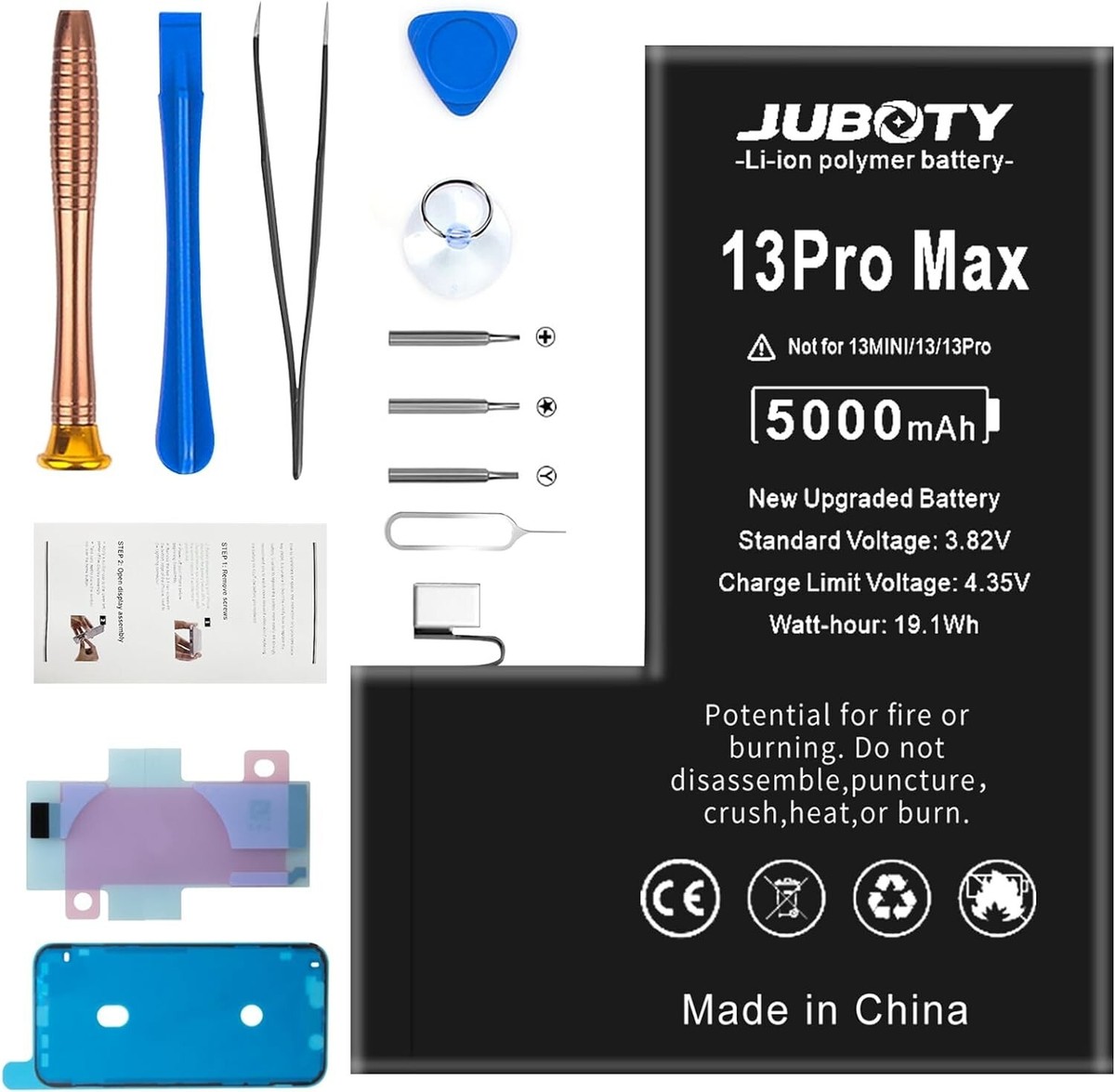 JUBOTY 5000mAh Battery for iPhone 13 Pro Max Models A2643 A2484