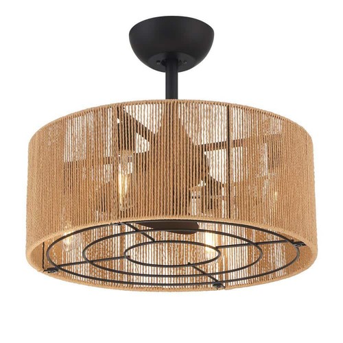 Hampton Bay Ceiling Fans With Lights Montabel 22 in. Indoor Matte Black+Natural - Picture 7 of 11