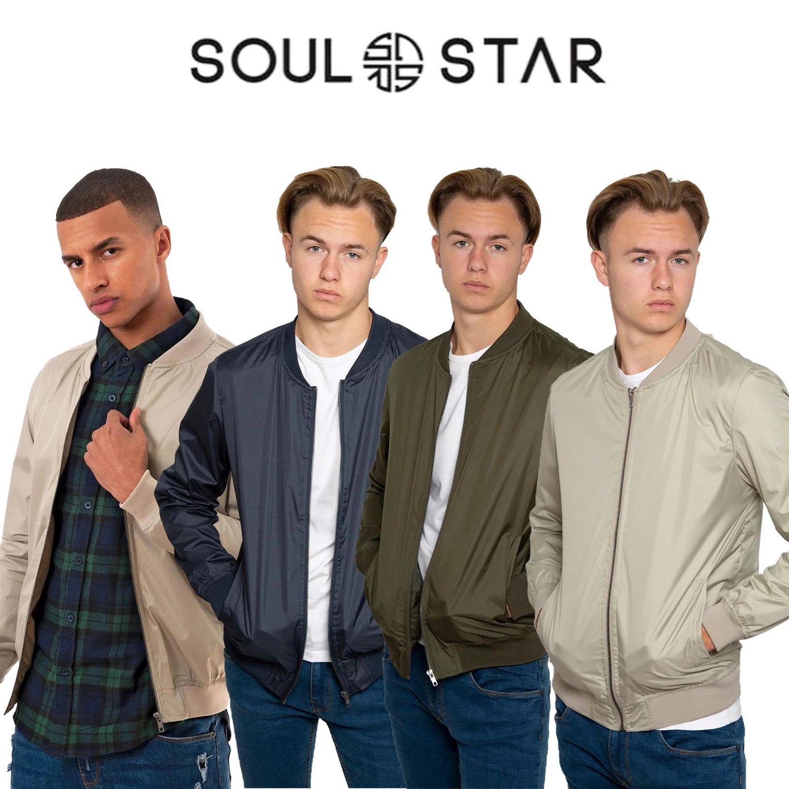 Mens Bomber Jacket Soulstar Regular Fit 100% Polyester Ribbed Collar Coats S-2XL
Opens in a new wind