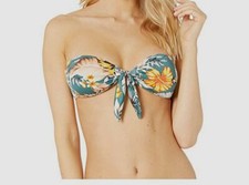  90 The Bikini Lab Women's Green Tropical Oasis Bandeau Top Swimwear Size L
