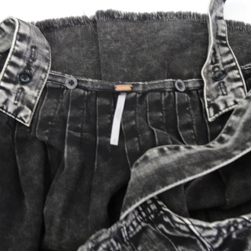 Free People Tank Top Women's Size S  Black Denim Pleated Raw Hem Marina Loose - Picture 7 of 10