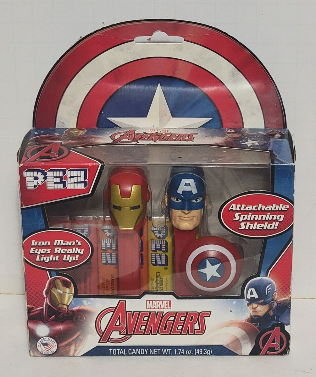 PEZ ペッツ アベンジャーズ シールド付き PEZ Marvel Avengers Iron Man & Captain America Light Eyes