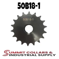 #50 Roller Chain Sprocket, Type B, 18 Teeth 1" Bore 50B18-1