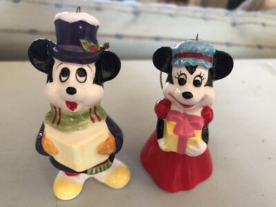 Disney Mickey Minnie Mouse Christmas Carolers Ceramic Ornaments Schmid Japan