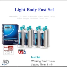 Dental LIGHT BODY FAST SET VPS Impression Material FAST Set 50ML Cartridges USA