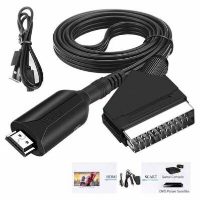 Portable Scart to HDMI Converter mit USB Kabel Video Audio Adapter für HD TV