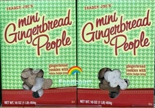 2 Packs Trader Joe's Mini Gingerbread People Cookies 16 oz Each Pack, Total 2 lb