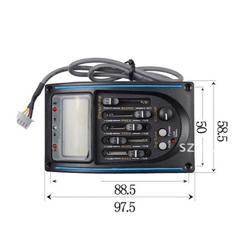 Equalizzatore chitarra 5 bande preamplificatore acustico EQ amplificatore pickup piezoelettrico sintonizzatore LCD Mi8n - Foto 5 di 8