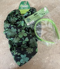 St. Patrick's Day Shamrock Infinity SCARF (68x10) & Plastic HEADBAND NWT