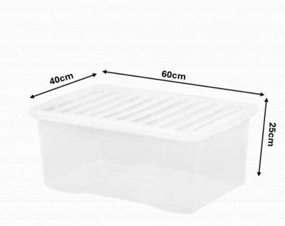 6 x 45L Wham Kunststoff Aufbewahrung Regal Box Stapelbehälter Sicher Clip Deckel